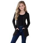 Janisramone® Çocuklar İçin Düz Boyfreind Hırka Üst İngiltere, Hafif Uzun Kollu Günlük Okul Kız Hırka, 2 Cepli Esnek Açık Ön Temel Blazer Üstler, Düz Renk Yumuşak Hırka 7-13, siyah, 11-12 Years