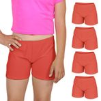 janisramone® Hotpants kız bisikletçi pantolonu, yumuşak elastik bel, yaz, fitness stüdyosu, yoga, jimnastik, kız, hafif aktif giyim, egzersiz spor pantolonu, bale kızı, neon dans şortu, 4 adet, Rust