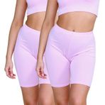 janisramone® Kadın Bisiklet Şortu, 2'li Paket Düz Elastik Bel Diz Üstü Dar Kesim Kadın Spor Şortu, Yumuşak Esnek Yoga Sporları Koşu Kadın Spor Giyim, bebek pembesi, 20-22