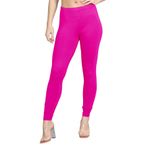 janisramone® Kadın Viskon Tayt, Kadınlar için Düz Elastik Bel Yoga Pantolonu, Tam Boy Skinny Gym Tayt, Dar Kesim Esnek Pantolon, Kadın Aktif Giyim, neon pembe, 24-26 Plus