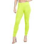 janisramone® Kadın Viskon Tayt, Kadınlar için Düz Elastik Bel Yoga Pantolonu, Tam Boy Skinny Gym Tayt, Dar Kesim Esnek Pantolon, Kadın Aktif Giyim, Neon sarı, 24-26 Plus