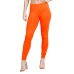 janisramone® Kadın Viskon Tayt, Kadınlar için Düz Elastik Bel Yoga Pantolonu, Tam Boy Skinny Gym Tayt, Dar Kesim Esnek Pantolon, Kadın Aktif Giyim, neon turuncu, 12-14