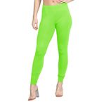 janisramone® Kadın Viskon Tayt, Kadınlar için Düz Elastik Bel Yoga Pantolonu, Tam Boy Skinny Gym Tayt, Dar Kesim Esnek Pantolon, Kadın Aktif Giyim, Neon yeşil, 24-26 Plus