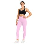 janisramone® Kadın Yüksek Belli Spor Taytları, Mikrofiber Düz Spor Taytları, Tam Boy Egzersiz Karın Kontrol Pantolonu, Esnek Aktif Giyim Yoga Pantolonu, Bayanlar Spor Salonu Giyim, bebek pembesi, 8-10