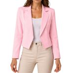 janisramone® Kadınlar için Kırpılmış Blazer Ceketler, Hafif Tam Astarlı Uzun Kollu Yumuşak Blazerler Kadın Ceketleri Önü Açık Yaz Yakalı Kaban Bayan Ceket, Günlük ve Resmi Kadın Siyah Blazer, bebek