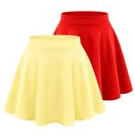 janisramone® Kızlar için paten eteği, yumuşak, tek renkli, yüksek bel, çocuklar için etek, bale, dans, oyun, spor, siyah, mini etek, gündelik, alevli, okul eteği, genç, kız kıyafetleri, Kırmızı - Sarı