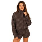 janisramone® Yazlık Eşofman Kadın Tam Set, Eşleşen Şortlu Yüksek Yaka Puantiyeli Ceket Bayan Lounge Giyim Setleri, Toplanmış Namlu Manşet Kollu Üst ve Şort İki Parça Kıyafet Kadın Co ord Seti