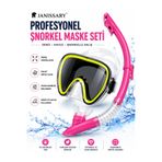 Janissary L1S Pembe Profesyonel Şnorkel Maske Seti – Temperli Cam Dalış Maskesi + Şnorkel Borusu +Deniz ve Havuz Kullanı