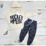 Janjan Kostüm Kids Mickey Mause Disney Kapşon Çocuk Eşofman Takımı - Beyaz - Gri - 2 - 3 Yaş