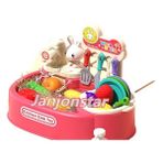 Janjon Star Çocuk Bulaşık Makinesi Oyuncak Musluk Elektrik Sirkülasyonlu Su Büyük Kapasiteli Bebek Lavabo Oyuncak 2.5l Küçük Boy (Yurt Dışından) - Pembe - Oyun Evi Oyuncak