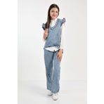 Jannock Kız Çocuk Yelekli Denim Pamuk Kot Takım Pantolon&Gömlek&Yelek