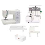 Janome 423S Dikiş Makinesi Mylock 454D Overlok Makinesi Çöp Kutusu Ve Uzatma Tablaları Avantaj Paketi