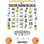 Janra World 3 Adet Rastgele Charm + Italyan Charm Bileklik Seti | Sürpriz Hediye Ile Birlikte - 18 cm - Gümüş