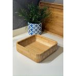 Janset Bambu Çizgili Kase ,23 Cm-23 cm Büyük Boy Kase Meyvelik Ekmeklik Salata Meze Bowl Curve Kase