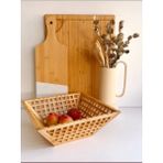 Janset Bambu Kare Kafes Model Meyvelik, Bambu Bowl Kase,bambu Dekoratif Kase Tabak