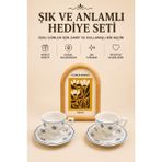 Janset Türk Kahvesi Fincanı Çerçeve Hediye Seti, Anneler Günü Hediyesi,yeni Ev Hediyesi - bambu mini set mavi - 001-Renkli