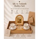 Janset Türk Kahvesi Fincanı Çerçeve Hediye Seti, Anneler Günü Hediyesi,yeni Ev Hediyesi - bambu renkli çiçekli - 001-Renkli