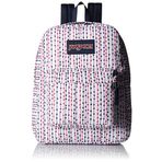 Jansport Superbreak Navy Front Rowspot Sırt Çantası, Beyaz Kirmizi Siyah Renkli Çizgili, Tek Beden