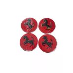 Jant Göbeği Arma Ferrari Alüminyum 60 Mm 4'Lü Set Kırmızı Krom