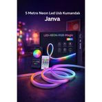 Janva 5V RGB Neon Şerit Led Lamba 3M-5M-10M Telefon ve Kumanda ile Kontrol Sınırsız Renk Tak Çalıştır