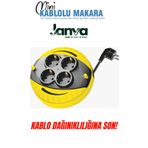 Janva Çocuk Koruma Priz Pratik Ev Ofis Ve Iş Mini Seyyar Makaralı Elektrik Uzatma Kablo 3x1,5mm
