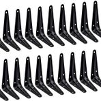 Janyang 20'li Paket Raf Braketi 10 x 7 cm, Ağır Hizmet Tipi Siyah Metal Yüzer Raf Braketi, Rustik Çiftlik Evi Dekoratif Demir L Braket, J Braket Duvar Melek Ahşap Raflar için Köşe Braketi