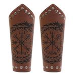 JAOYU Deri Bracer ortaçağ Vambrace bilek zırh kol manşet Viking kol koruma deri Gauntlet bileklik LARP aksesuarları 2 adet, Jyph061-kahverengi, L