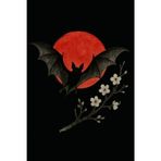Japanese Bat Dot Grid Notebook – Sumi-e Ink Wash Art with Red Sun: 120 Dot Grid Pages, 6x9, Minimalist Japanese Aesthetic Journal for Bullet Journaling and Notes