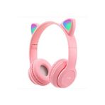 Japanex Kafa üstü P47M kablosuz kulaklık sevimli kedi ile LED Stereo telefon Bluetooth kulaklık