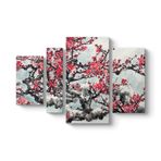 Japon Ağacı Tablosu 119 x 80-4 Parçalı