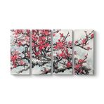 Japon Ağacı Tablosu 129 x 70-4 Parçalı
