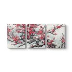 Japon Ağacı Tablosu 96 x 40-3 Parçalı