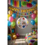 Japon Feneri Happy Birthday Baskılı Balon 25 cm Parti Doğum Günü Süs Dekoru