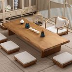 Japon Masif Ahşap Alçak Meditasyon Masası 140 cm Manevi Sunak ve Çay Odası Mobilyaları Oturma ve Farkındalık Uygulamaları için Mükemmel