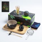Japon Matcha Çay Seti, 10 Parça Seremoni Kiti, Bambu Çırpıcı, Seramik Kase ve Aksesuarlar - Siyah