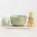 Japon Matcha Çay Seti 4 Parça, Seramik Çay Kasesi, Bambu Çırpıcı, Kepçe, Çırpıcı Standı, 500ML