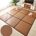 Japon Rattan Zemin Paspası Kaymaz Nefes Alan Halısı 59,6 cm x 59,6 cm Saklama Çantası ile Oturma Odası Yatak Odası Oyun Odası ve Emekleme Aktiviteleri için İdeal