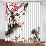 Japon Stili Erkek ve Kız Çocuk Yatak Odası için Doğal Karartma Perdeleri Modern 3D Dağlar ve Tekneler Tasarım Isı Yalıtımlı ve Soğuk Karşıtı %100 Polyester Geniş Genişlik 2 Panel Seti 110 x 215 cm