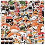 Japon Sushi çıkartması, 50 adet, suşi çıkartması, kaykay, grafiti, motosiklet, bisiklet, snowboard, bagaj, dizüstü bilgisayar, araba, çanta, çocuklar ve gençler için, su geçirmez vinil çıkartmalar