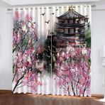 Japon Tarzı Karartma Perdeleri Erkek Kız Çocuk Yatak Odası Oturma Odası Modern 3D Dağlar ve Tekneler Tasarım Isı Yalıtımlı ve Soğuk Karşıtı Geniş Genişlik Perdeler 2'li Set %100 Polyester G 110 x Y