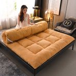 Japon Yer Futon Şiltesi - Kalın Mat Uyku Pedi, Katlanabilir Katlanabilir Yastık Şezlong, Misafir Yatağı için Kapitone Yatak Örtüsü, Kamp Kanepesi, 200 x 220 cm