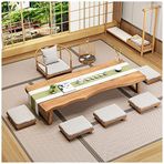 Japon Zemin Masası, Meditasyon için Alçak Sehpa, Tatami Sehpa, Yerde Oturmak İçin Küçük Çay Masası, Yemek ve Manevi Uygulamalar için (Renk: Kahverengi,