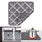 Jarade Silikon lavabo matı, kesilebilir, 30 x 30 cm, lavabo koruması, katlanabilir, ısıya dayanıklı ve kaymaz mutfak süzgeci altlığı, gri