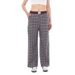 Jardin du Soleil %100 Pamuk Oxford Kumaş Ekoseli Boyfriend Pantolon (Bordo - Siyah, M/L)