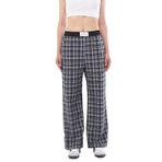 Jardin du Soleil %100 Pamuk Oxford Kumaş Ekoseli Boyfriend Pantolon (Siyah - Gri, M/L)
