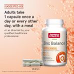 Jarrow Formulas Zinc Balance Vegan L-Methionine Sulfate Cooper Gluconate Çinko Bakır Powerfull Complex Immune