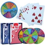 JASFLY 2 x plastik oyun kartı, su geçirmez poker kartları, hediye partisi oyunu için paten kartları, Texas Holdem Poker, Blackjack, Bridge, ceza tekerleği ile (kırmızı ve mavi)