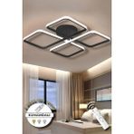 Jasmin Black Kumandalı 3 Renk Modern Plafonyer LED Avize - Siyah