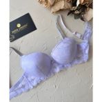 Jasmine Askıları Parlak Taşlı Hafif Destekli Dantelli Soft Cup Ithal Sütyen (B-C Cup) - Lila - 90