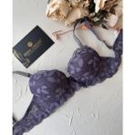 Jasmine Askıları Parlak Taşlı Hafif Destekli Dantelli Soft Cup Ithal Sütyen (B-C Cup) - Mor - 90